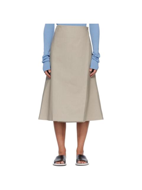 RIER Beige Cotton Bonded Midi Skirt