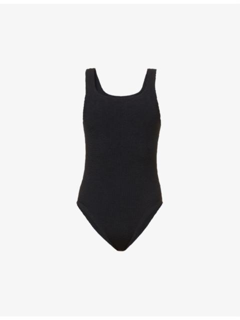Hunza G Square-neck crinkle-textured swimsuit