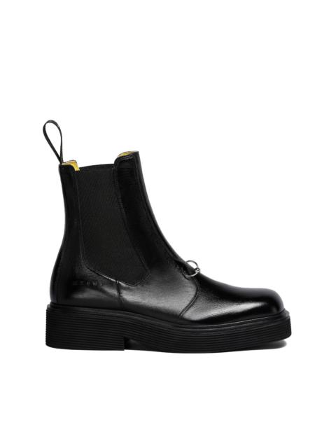 Marni logo-embossed leather Chelsea boots