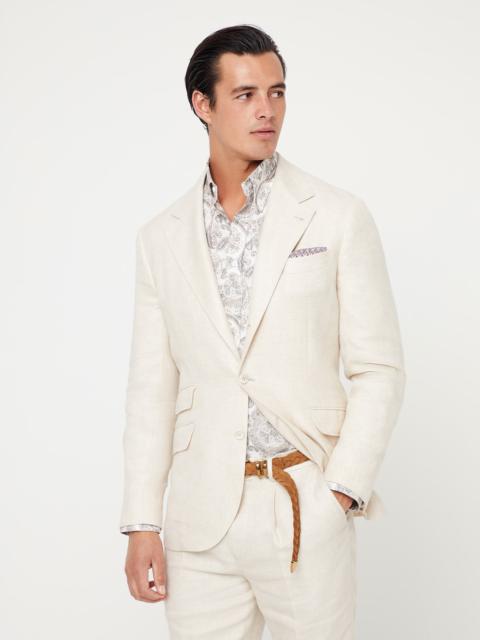Linen, wool and silk diagonal deconstructed Cavallo blazer