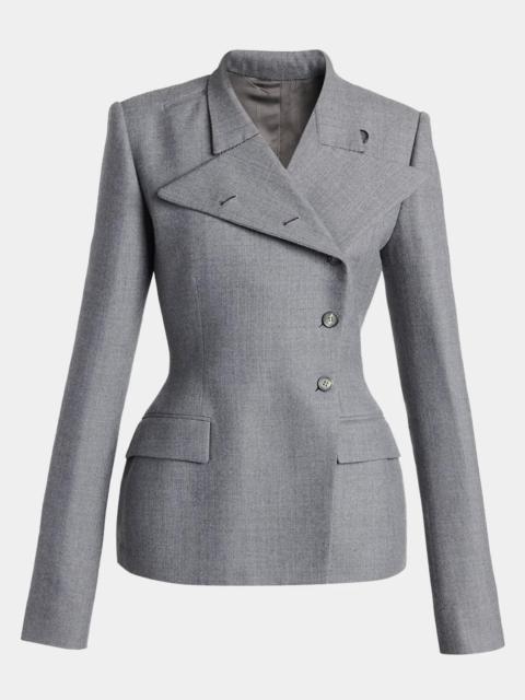 Alexander McQueen Cross Lapel Structured Wool Jacket