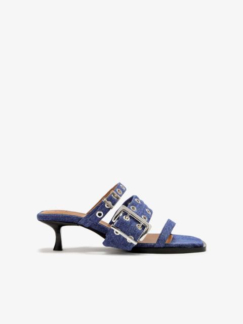 GANNI BUCKLE STRAP MULE IN DENIM