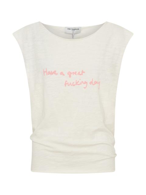 ONE TEASPOON Have A Great Fucking Day Tank - White