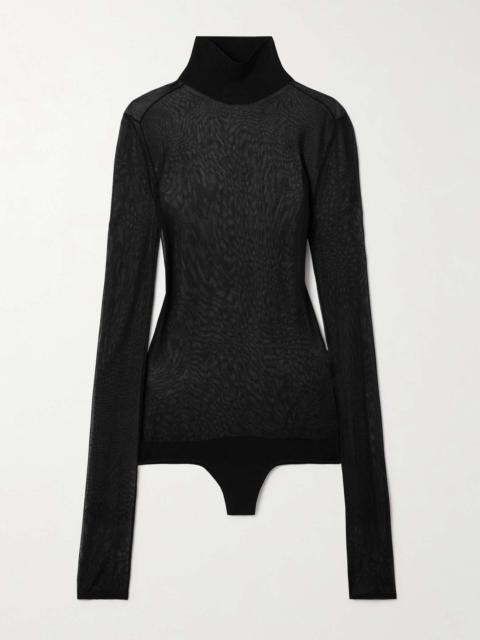 Tallin mesh turtleneck thong bodysuit