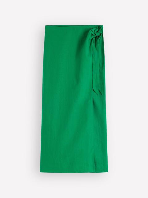 BODEN Dimitra Linen Column Skirt-Rich Emerald