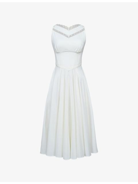 House of CB Scarlett Lace-Insert Stretch-Cotton Midi Dress