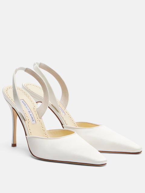 Manolo Blahnik Borelapla satin slingback pumps