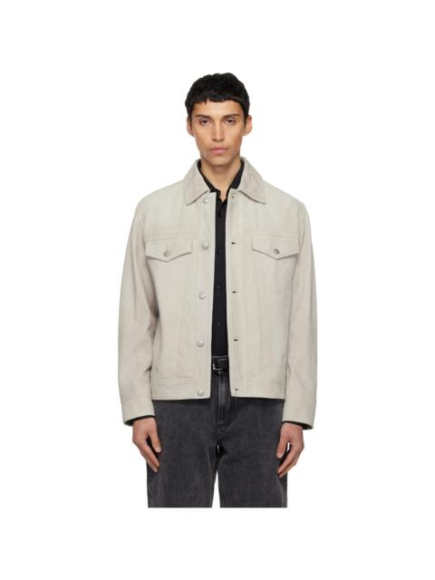 BOSS Taupe Goatskin Suede Jacket