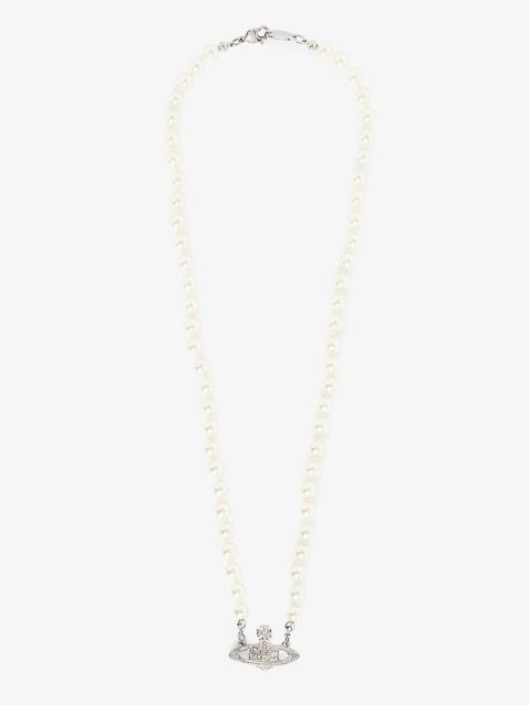 Vivienne Westwood Bas Relief Orb mini silver-toned brass and pearl necklace