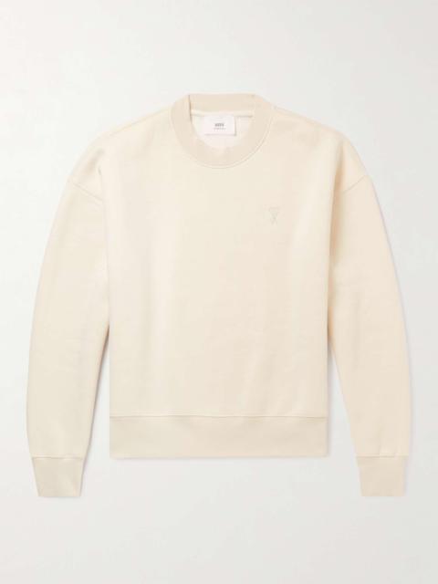 AMI Paris Logo-Embroidered Organic Cotton-Blend Jersey Sweatshirt