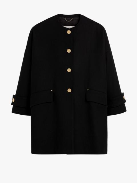 Mackintosh HUMBIE BLACK WOOL COLLARLESS COAT