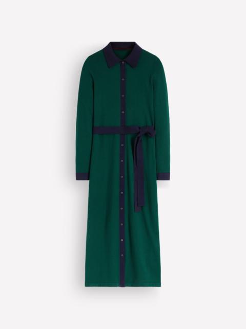 BODEN Jessica Knitted Shirt Dress-Malachite Green, Evening Blue