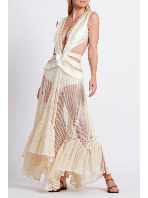 PatBO FRINGE NETTED BEACH DRESS