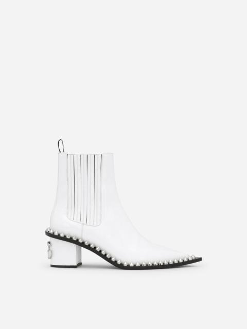 Dolce & Gabbana Polished calfskin ankle boots with studs