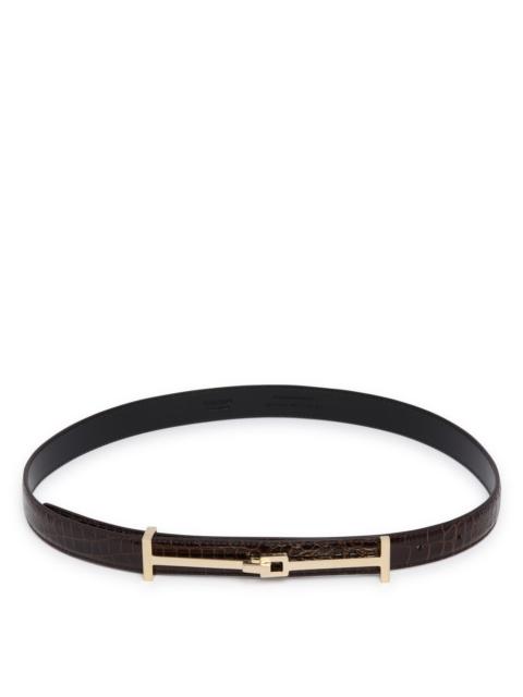 TOM FORD Brown Crocodile-Embossed Leather Belt