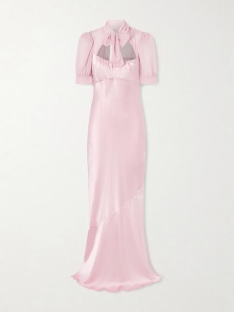 Alessandra Rich Pussy-bow Silk-satin And Georgette Gown