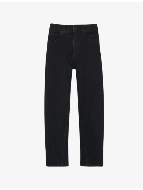 WHISTLES Barrel-leg high-waist stretch-denim jeans