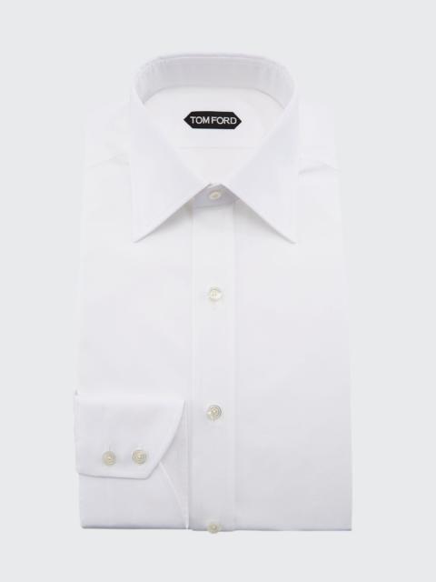 TOM FORD Solid Barrel-Cuff Dress Shirt, White