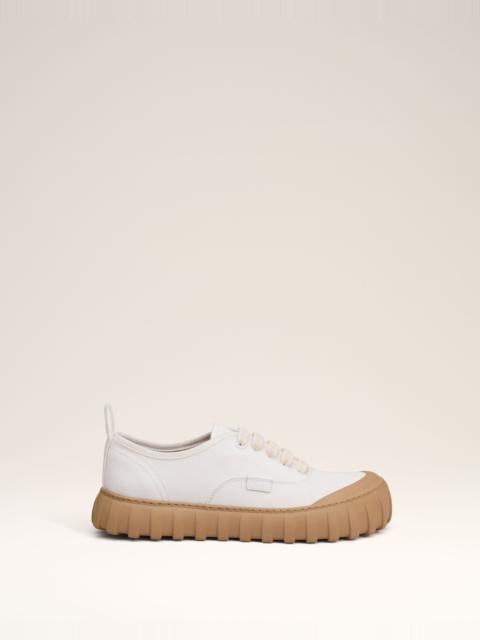 AMI Paris WHITE COTTON LOW TOP TEMPO CANVAS SNEAKERS