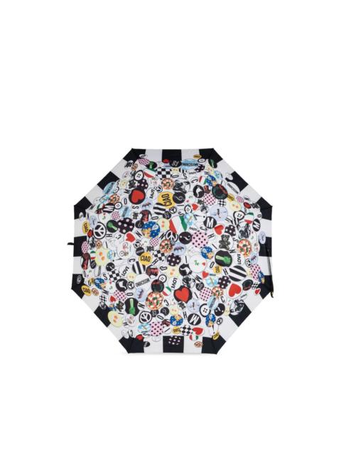 Moschino patterned-border printed umbrella