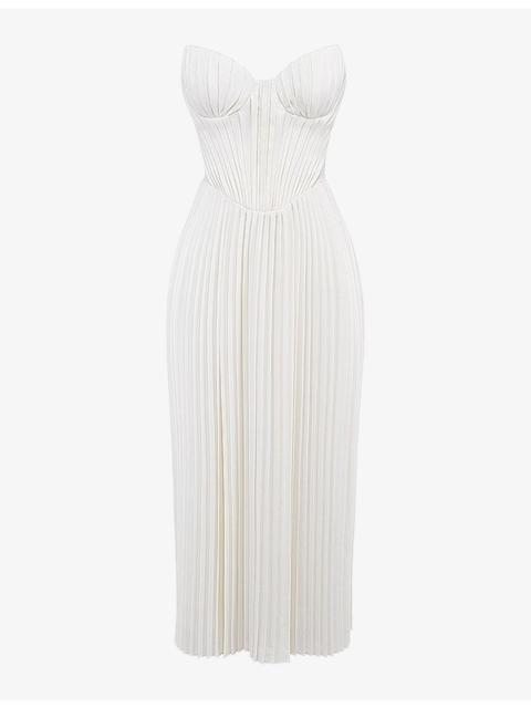 House of CB Amorata pleated woven maxi dress