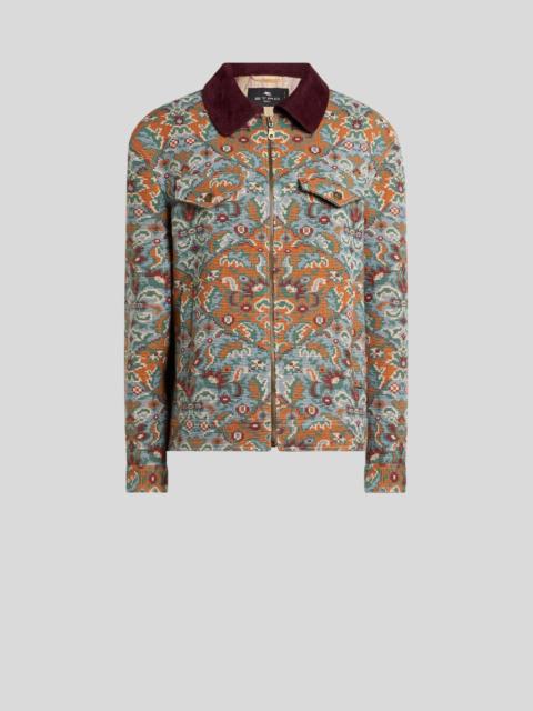 Etro ZIPPED COTTON JACQUARD JACKET WITH FLORAL MOTIF