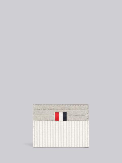Thom Browne Light Grey Calf Leather Seersucker Single Card Holder With Note Compartment