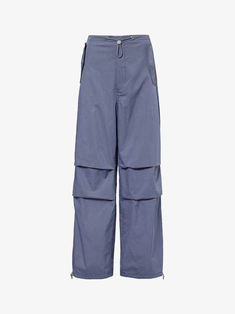 Parachute wide-leg mid-rise cotton-blend trousers