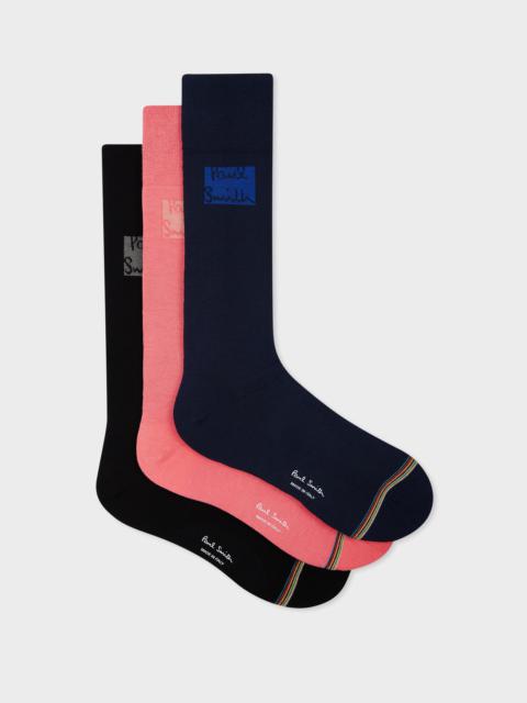 Paul Smith Multicolour Logo 'Signature Stripe' Tipped Socks Three Pack