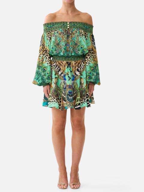 CAMILLA Off The Shoulder Short Dress - Green