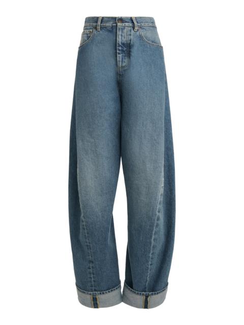 Oversized High-Rise Cotton Wide-Leg Jeans medium wash