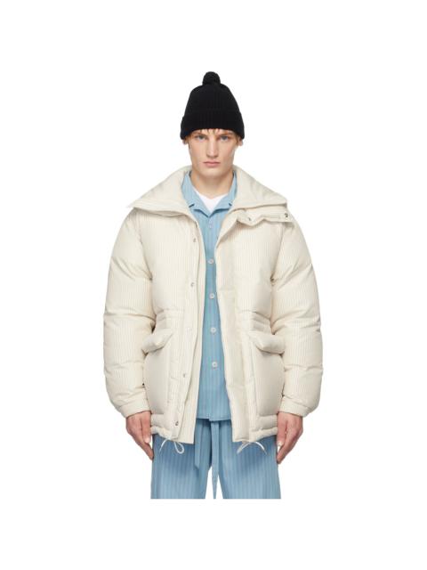 TEKLA SSENSE Exclusive White AURALEE Edition Stripe Down Jacket