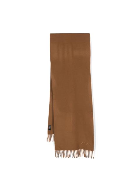 A.P.C. logo-embroidered virgin-wool scarf