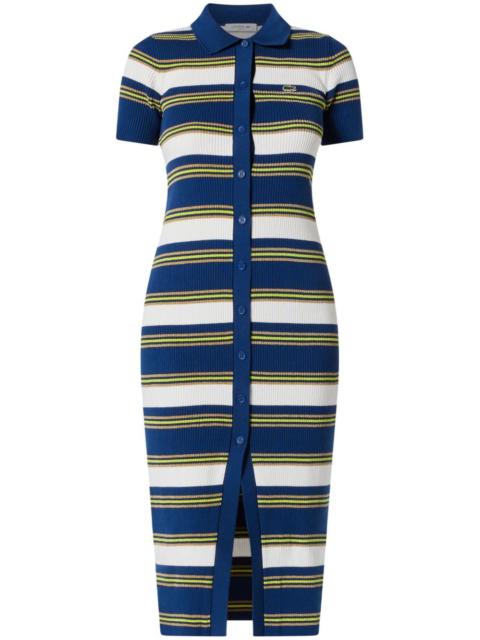LACOSTE striped knitted midi dress