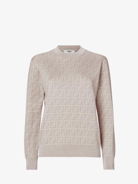 FENDI Sweater Pink FF wool and silk sweater
