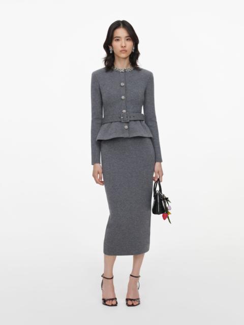 self-portrait Grey Crystal Trim Knit Midi Dress