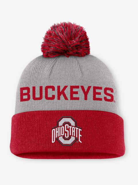 Nike Ohio State Primetime Peak Men's Nike College Cuffed Pom Beanie