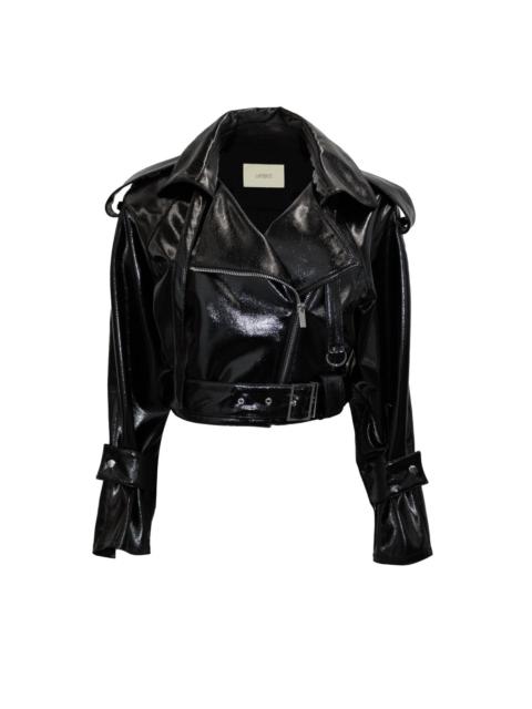 LAPOINTE Patent Faux Leather Belted Moto Jacket