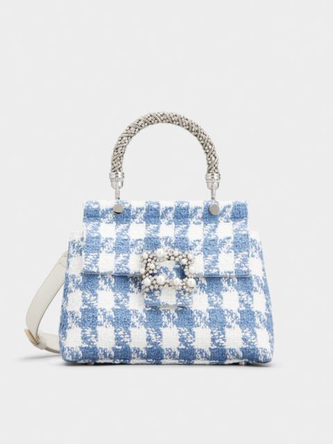 Roger Vivier Viv' Cabas Jewel Flower Strass Pearl Buckle Mini Bag in Fabric