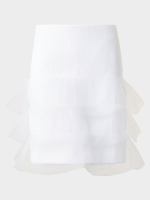 AKRIS Ruffle-Trim Ribbed Mini Skirt
