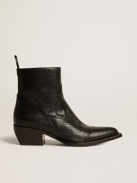 Low Debbie boots in black snake-print leather