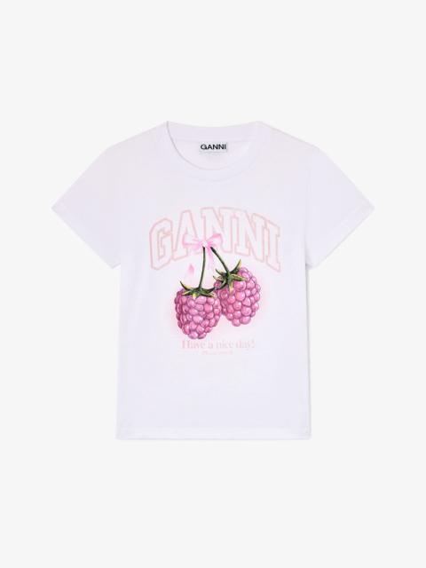 GANNI BABY FIT T-SHIRT WITH RASPBERRY