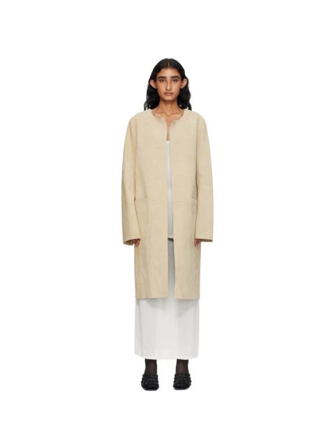 TOTEME Beige Collarless Suede Coat