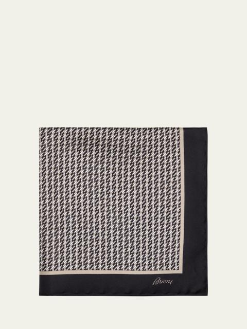 Brioni Men's Geometric Zig-Zag Silk Pocket Square