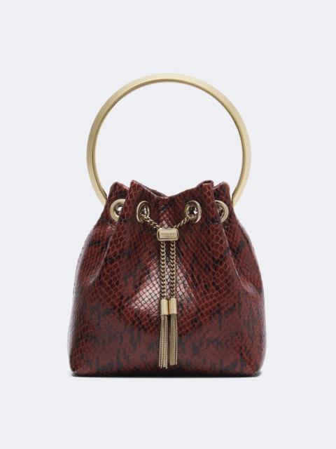 JIMMY CHOO Bon Bon snake-effect leather bucket bag