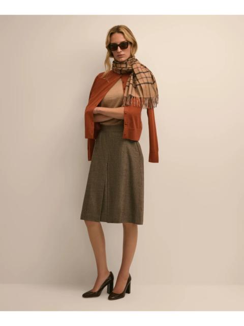 Brooks Brothers Wool Blend Pleated Houndstooth Skirt