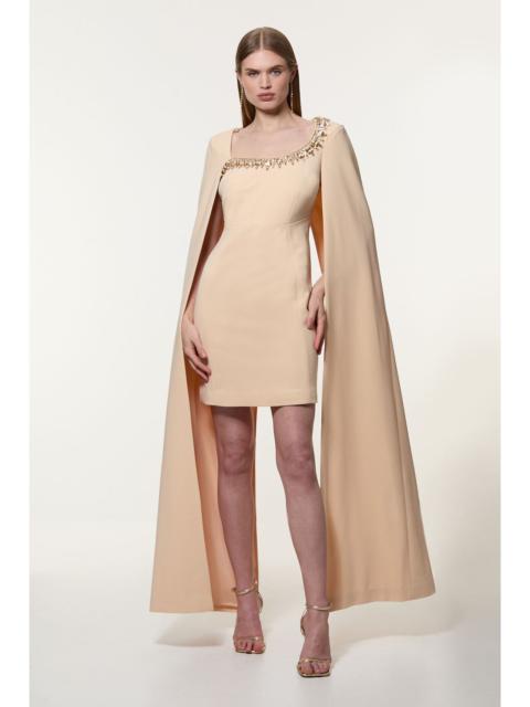 KAREN MILLEN Petite Crystal Embellished Viscose Crepe Woven Mini Dress
