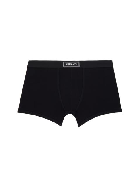 VERSACE Black 90s Vintage Logo Ribbed Long Boxer Briefs