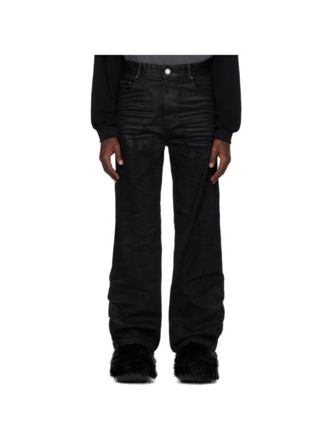 Black Distressed Thread Jeans