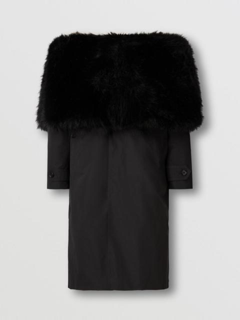 Faux Fur Trim Nylon Reconstructed Car Coat